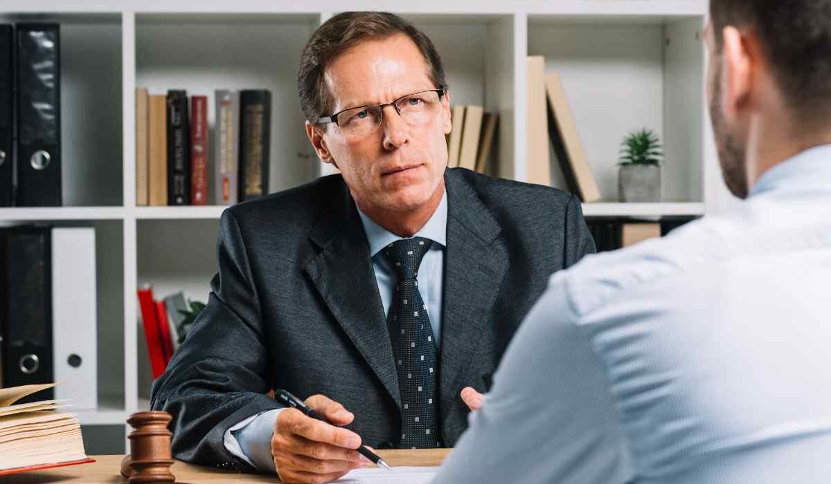 Truck accident lawyer with client