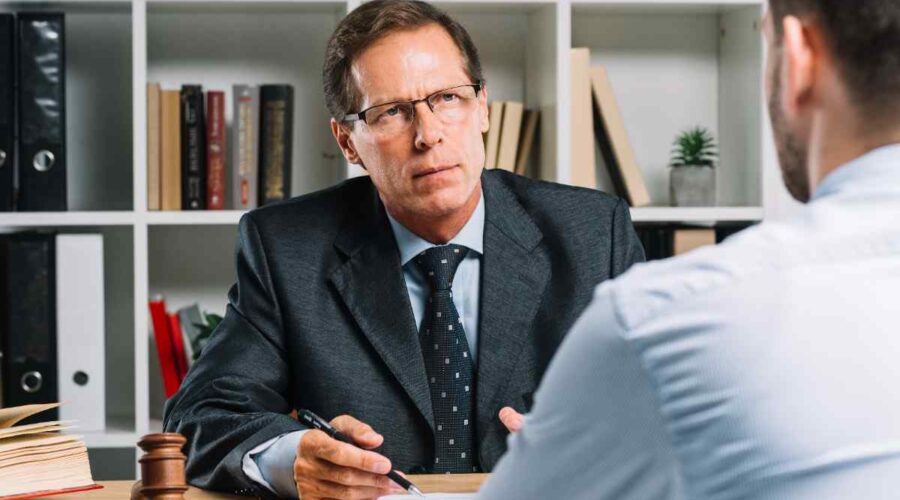 Truck accident lawyer with client